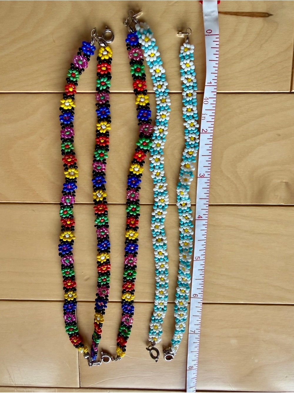 Set of beaded daisy anklets / bracelets multi color Y2K ?vintage